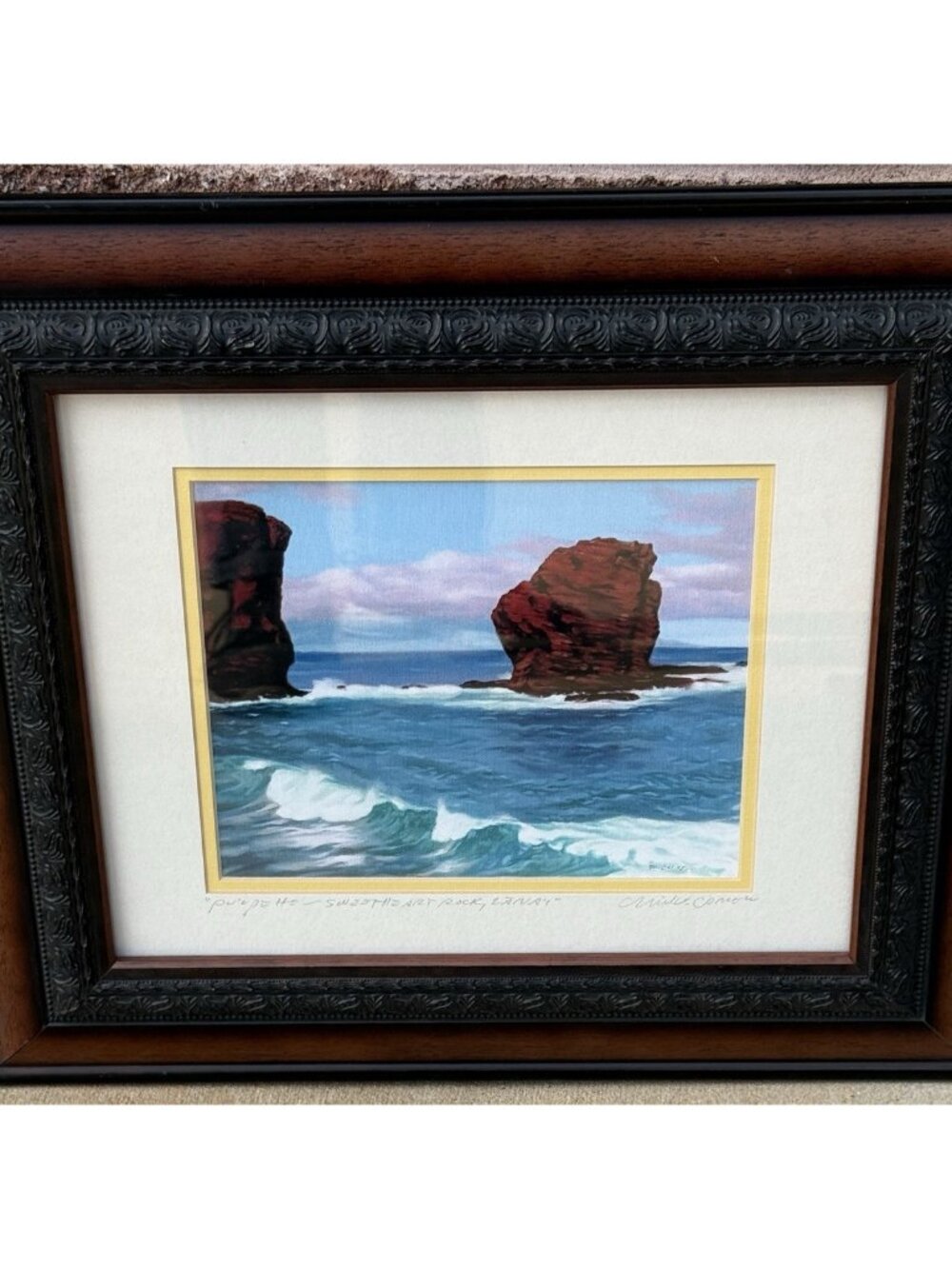 Pu'u Pehe - Sweetheart Rock, Lana'i Hawaii Art Print By Mike Carroll - Framed!